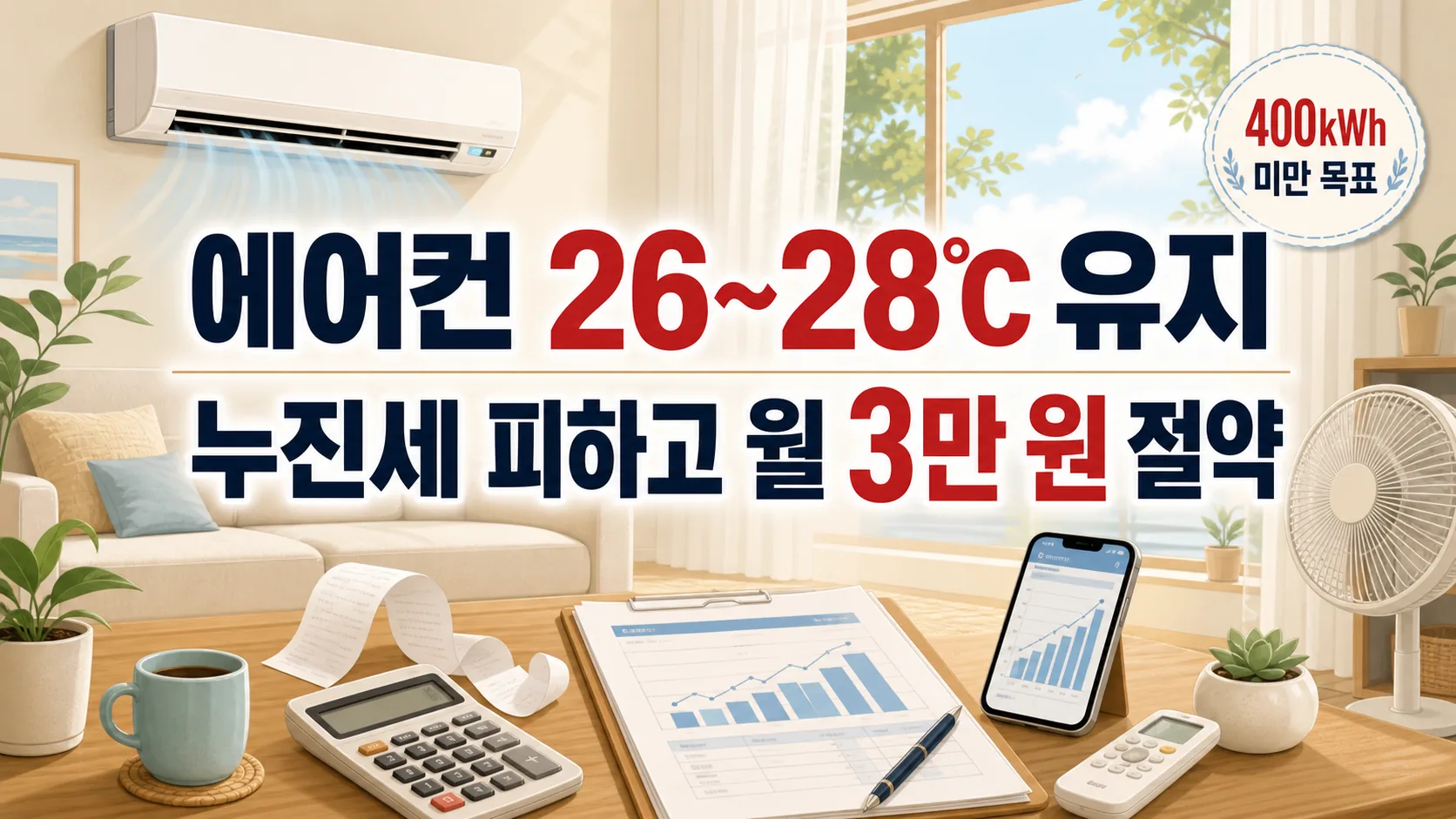 에어컨 26~28℃ 유지 — 누진세 피하고 월 3만 원 절약 비법