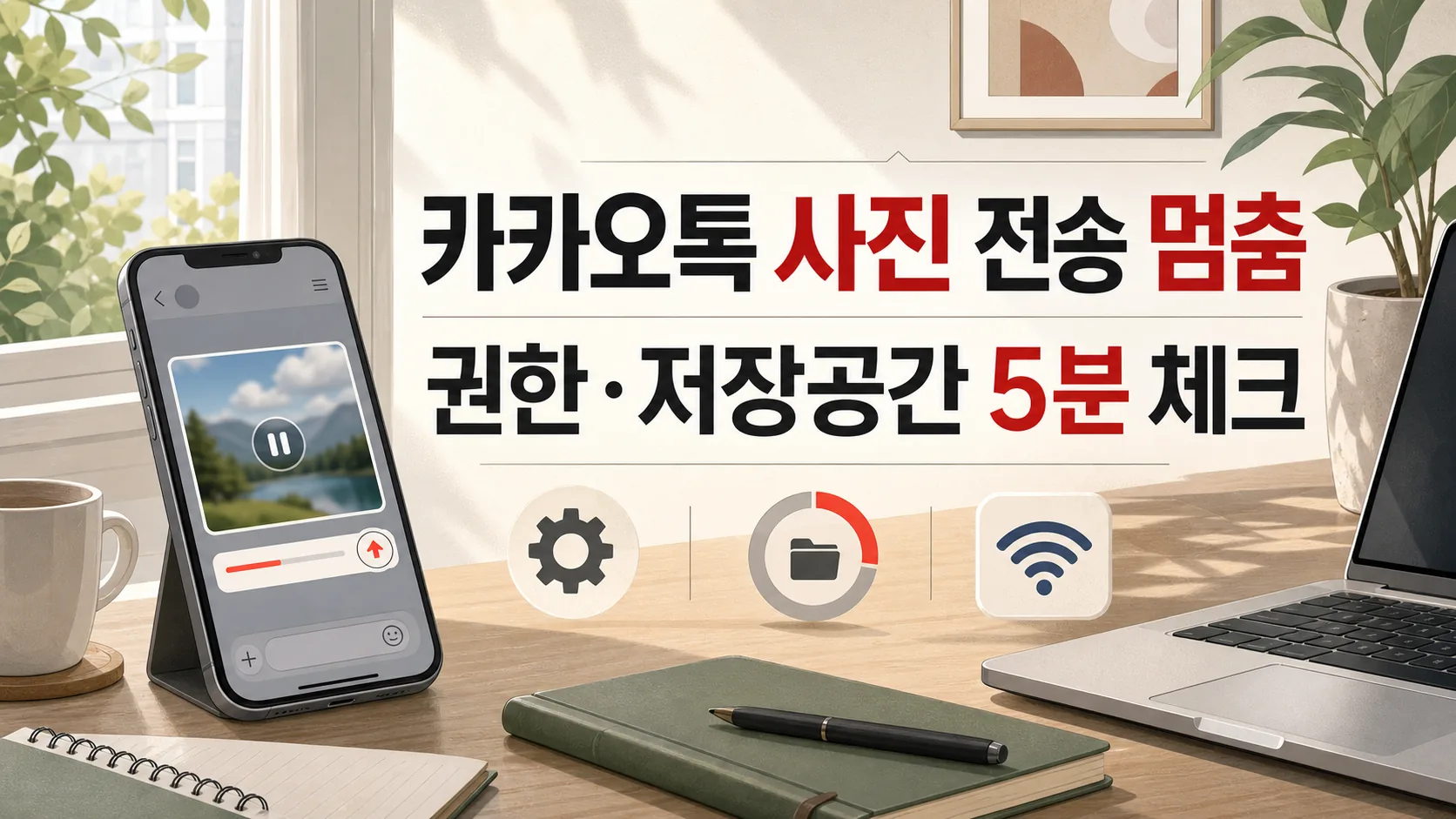 카카오톡 사진 전송 멈춤 — 권한·저장공간 5분 체크