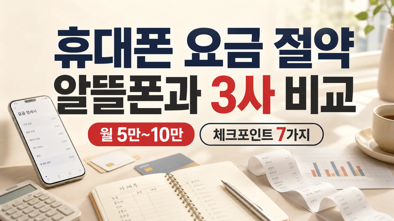 휴대폰 요금 월 5만~10만 절약 — 알뜰폰 vs 3사 요금제, 체크포인트 7가지