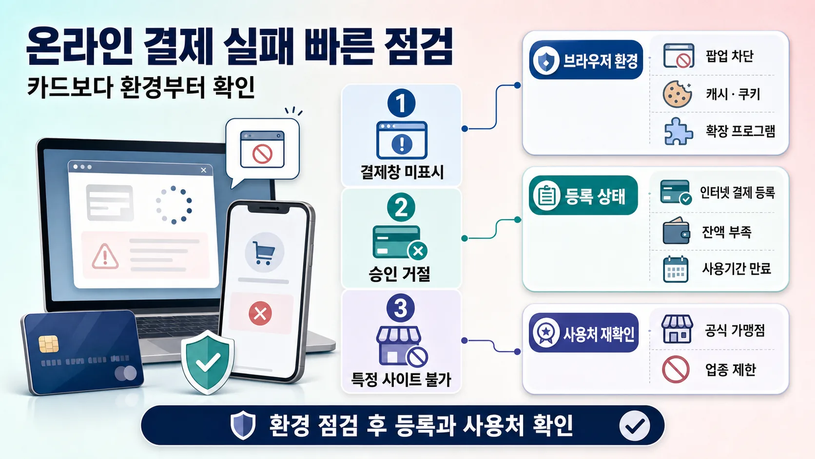 온라인 결제 실패 점검