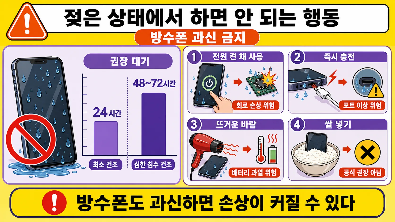 젖은 상태에서 하면 안 되는 행동