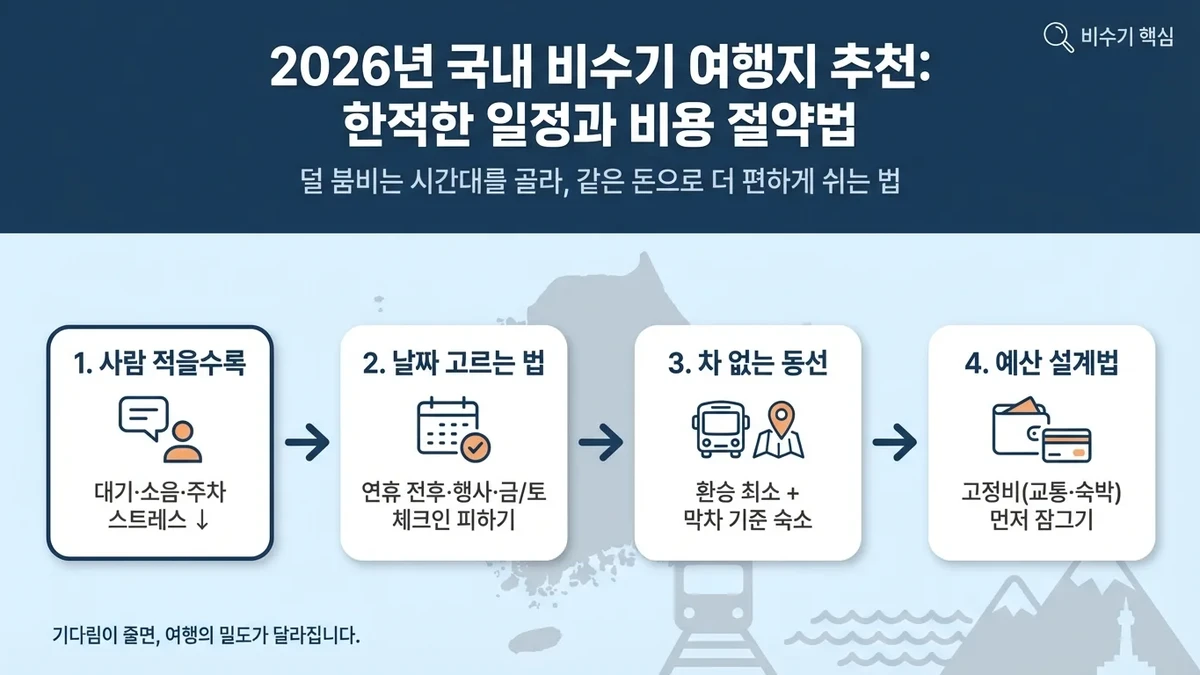 2026년 국내 비수기 여행지 추천: 한적한 일정과 비용 절약법